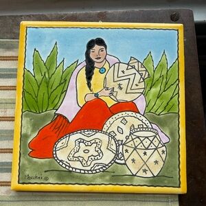 Colorful Ceramic Art Tile with Traditional Design